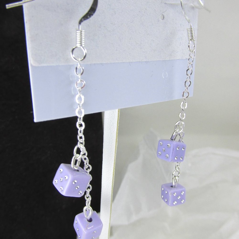 Silver Plated 'Feeling Lucky?' Dice Earrings
